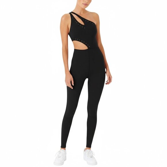 New Gigi C Cassie One Shoulder Cutout Jumpsuit Catsuit Black M - Picture 1 of 5
